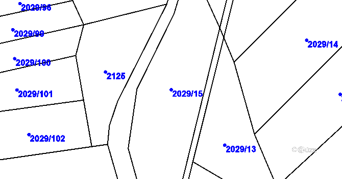 Parcela st. 2029/15 v KÚ Encovany, Katastrální mapa