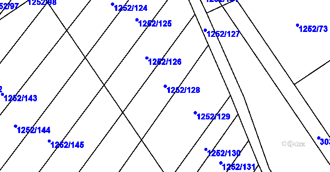Parcela st. 1252/128 v KÚ Encovany, Katastrální mapa