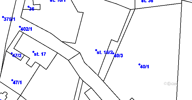 Parcela st. 16/2 v KÚ Třebutičky, Katastrální mapa