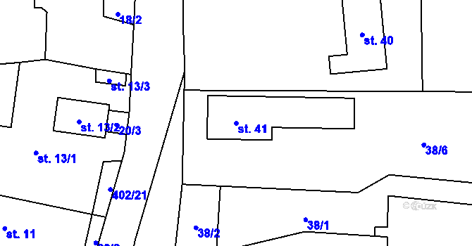 Parcela st. 41 v KÚ Třebutičky, Katastrální mapa