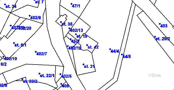 Parcela st. 42 v KÚ Třebutičky, Katastrální mapa