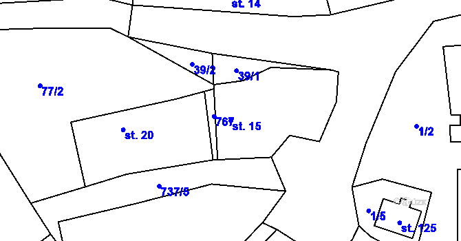 Parcela st. 15 v KÚ Blahousty, Katastrální mapa