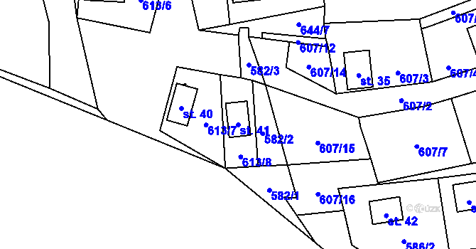 Parcela st. 41 v KÚ Blahousty, Katastrální mapa