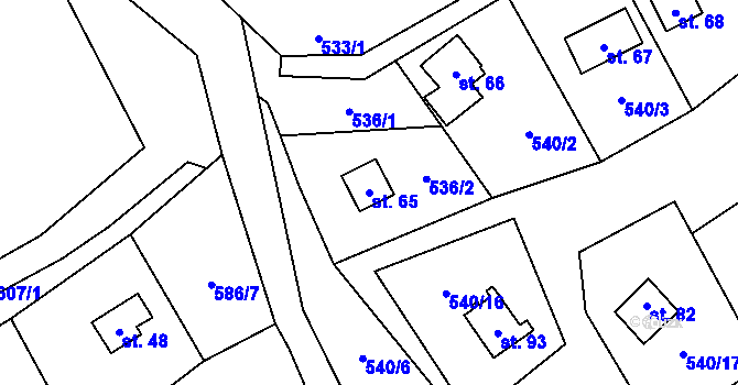 Parcela st. 65 v KÚ Blahousty, Katastrální mapa