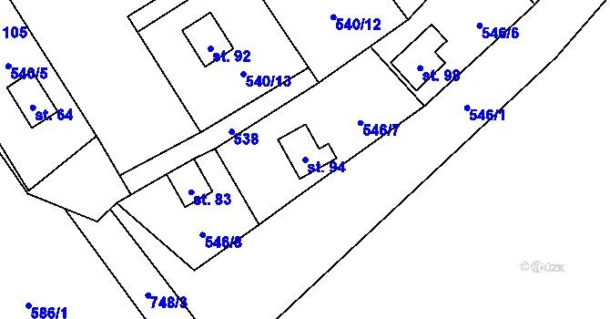 Parcela st. 94 v KÚ Blahousty, Katastrální mapa