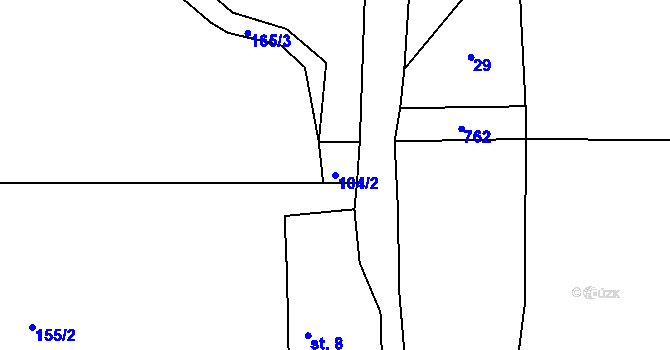 Parcela st. 104/2 v KÚ Blahousty, Katastrální mapa
