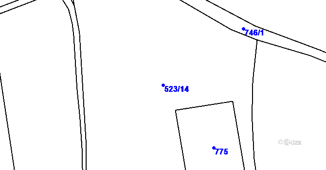 Parcela st. 523/14 v KÚ Blahousty, Katastrální mapa