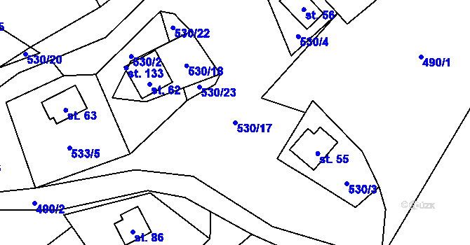 Parcela st. 530/17 v KÚ Blahousty, Katastrální mapa