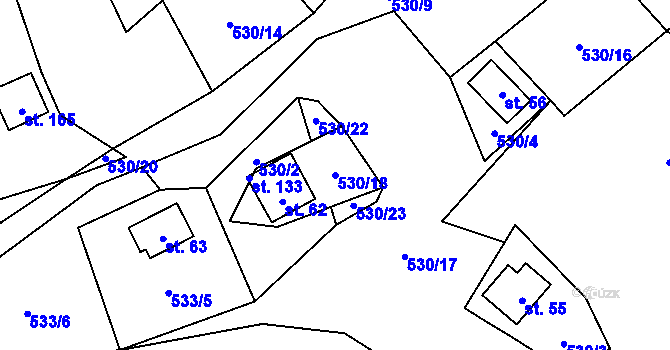 Parcela st. 530/18 v KÚ Blahousty, Katastrální mapa