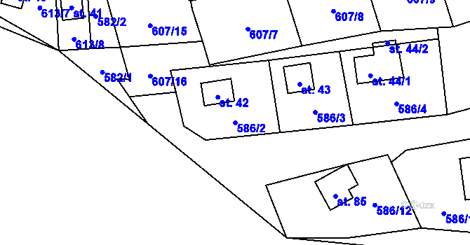 Parcela st. 586/2 v KÚ Blahousty, Katastrální mapa