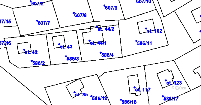 Parcela st. 586/4 v KÚ Blahousty, Katastrální mapa