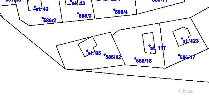 Parcela st. 586/12 v KÚ Blahousty, Katastrální mapa