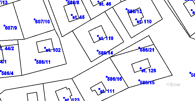Parcela st. 586/14 v KÚ Blahousty, Katastrální mapa