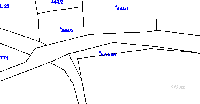 Parcela st. 523/18 v KÚ Blahousty, Katastrální mapa