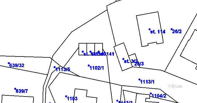 Parcela st. 141 v KÚ Erpužice, Katastrální mapa