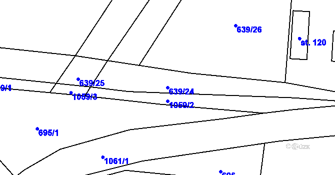 Parcela st. 639/24 v KÚ Erpužice, Katastrální mapa