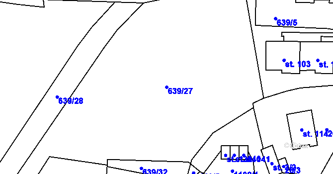 Parcela st. 639/27 v KÚ Erpužice, Katastrální mapa