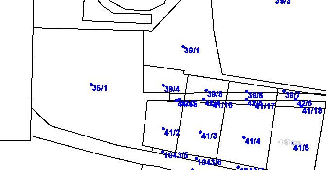 Parcela st. 39/4 v KÚ Erpužice, Katastrální mapa