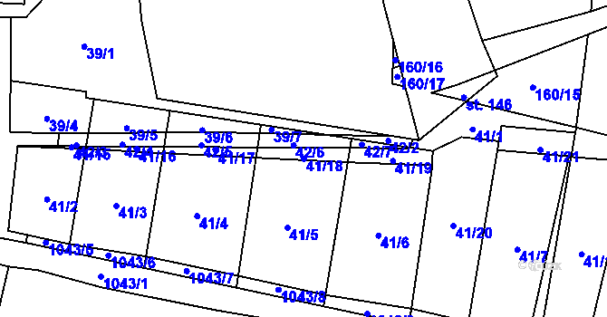 Parcela st. 41/18 v KÚ Erpužice, Katastrální mapa