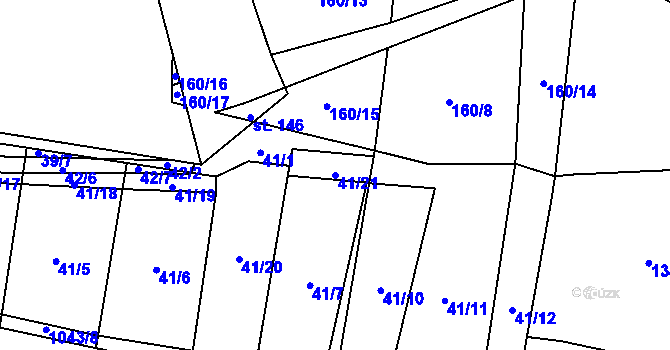 Parcela st. 41/21 v KÚ Erpužice, Katastrální mapa