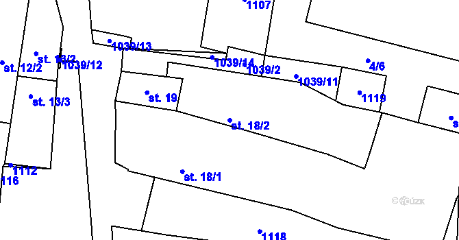 Parcela st. 18/2 v KÚ Erpužice, Katastrální mapa