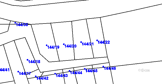 Parcela st. 144/21 v KÚ Erpužice, Katastrální mapa