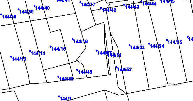 Parcela st. 144/27 v KÚ Erpužice, Katastrální mapa