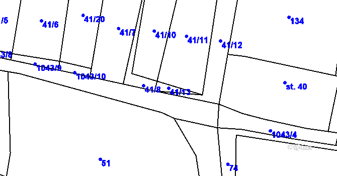 Parcela st. 41/13 v KÚ Erpužice, Katastrální mapa