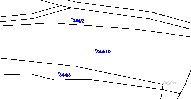 Parcela st. 344/10 v KÚ Lomnička, Katastrální mapa