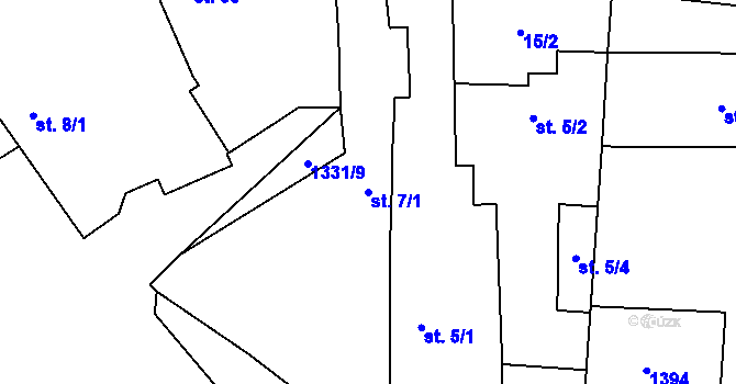 Parcela st. 7/1 v KÚ Malovice u Erpužic, Katastrální mapa