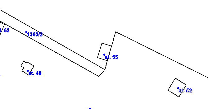 Parcela st. 55 v KÚ Malovice u Erpužic, Katastrální mapa