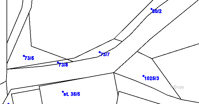 Parcela st. 73/7 v KÚ Malovice u Erpužic, Katastrální mapa