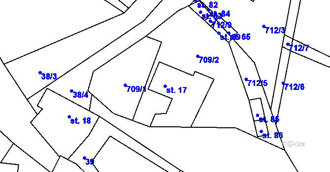 Parcela st. 17 v KÚ Eš, Katastrální mapa