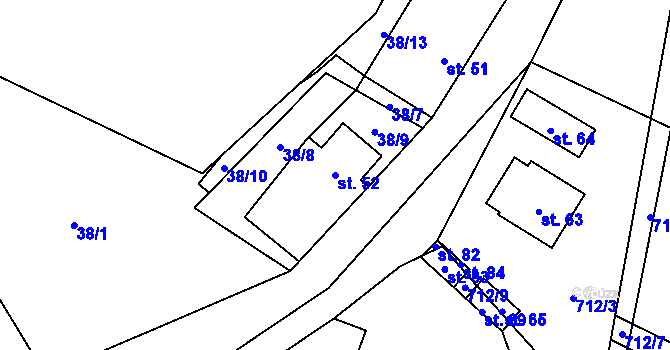 Parcela st. 52 v KÚ Eš, Katastrální mapa