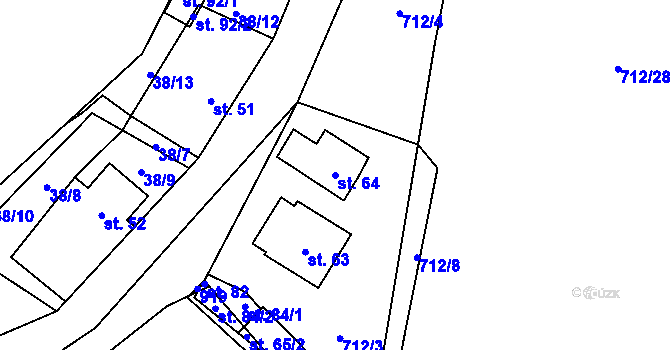 Parcela st. 64 v KÚ Eš, Katastrální mapa