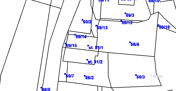 Parcela st. 81/1 v KÚ Eš, Katastrální mapa