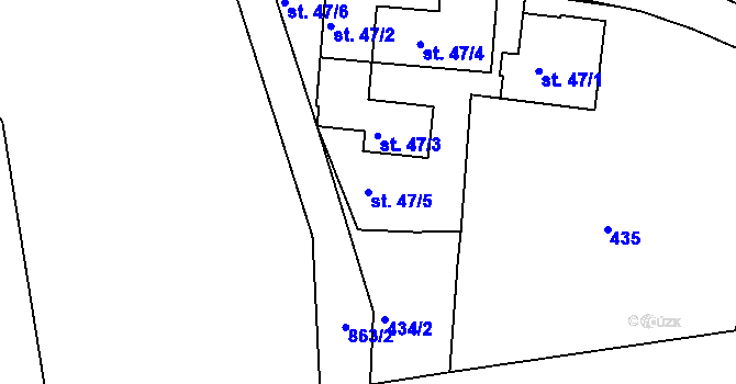 Parcela st. 47/5 v KÚ Eš, Katastrální mapa