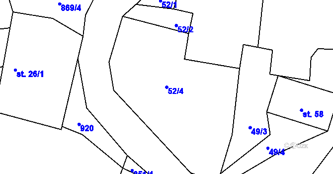 Parcela st. 52/4 v KÚ Eš, Katastrální mapa
