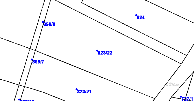 Parcela st. 823/22 v KÚ Eš, Katastrální mapa