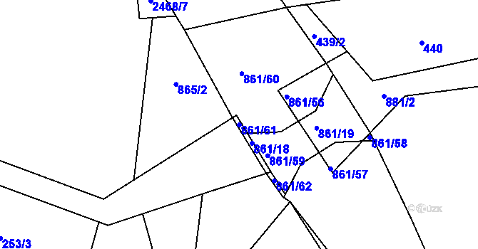 Parcela st. 861/61 v KÚ Eš, Katastrální mapa