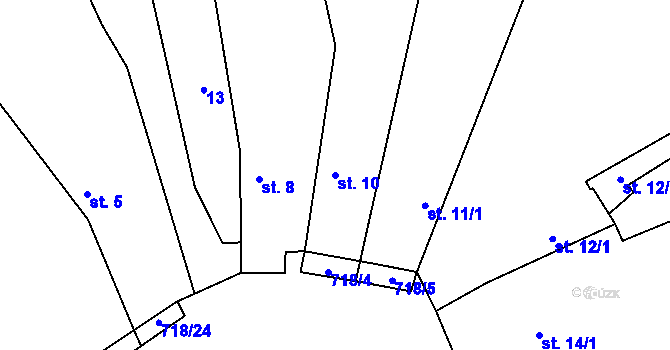 Parcela st. 10 v KÚ Evaň, Katastrální mapa