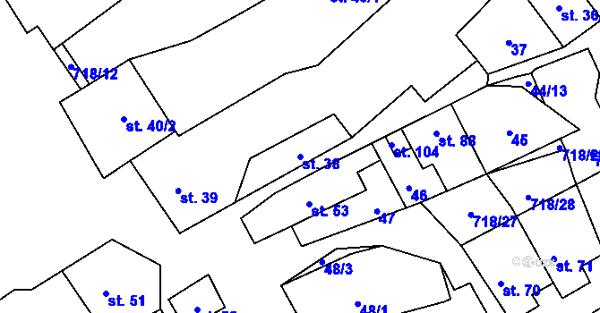 Parcela st. 38 v KÚ Evaň, Katastrální mapa