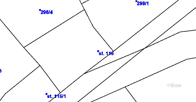 Parcela st. 116 v KÚ Evaň, Katastrální mapa