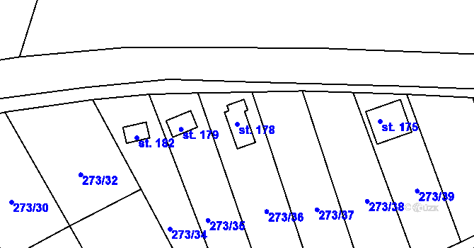 Parcela st. 178 v KÚ Evaň, Katastrální mapa