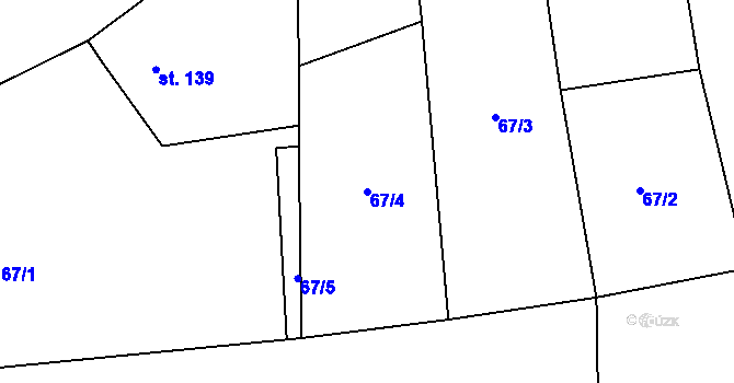 Parcela st. 67/4 v KÚ Evaň, Katastrální mapa