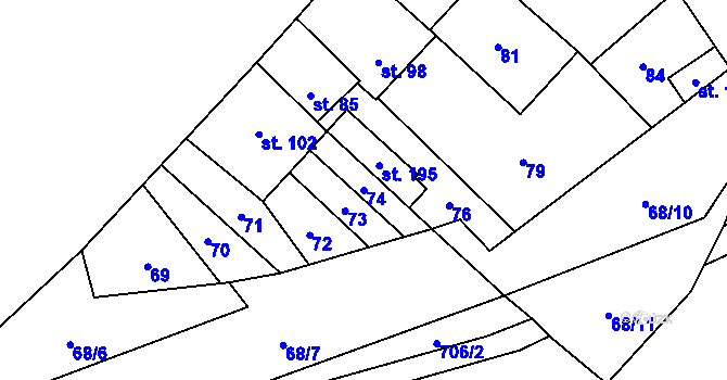 Parcela st. 74 v KÚ Evaň, Katastrální mapa