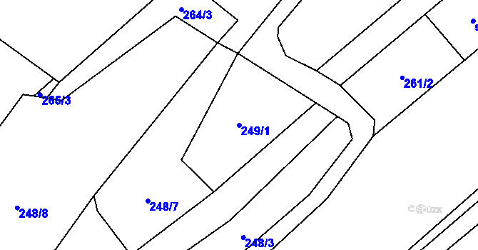 Parcela st. 249/1 v KÚ Evaň, Katastrální mapa
