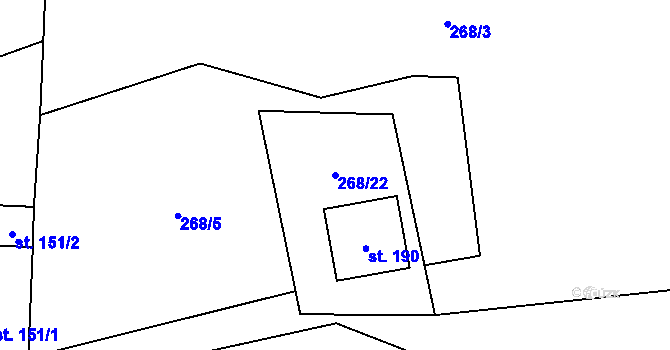 Parcela st. 268/22 v KÚ Evaň, Katastrální mapa