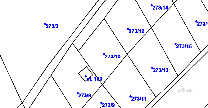 Parcela st. 273/10 v KÚ Evaň, Katastrální mapa