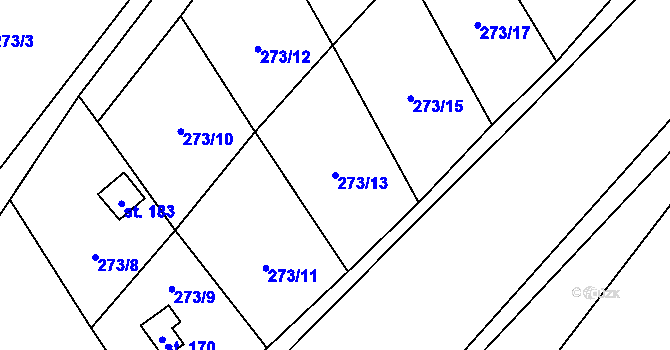Parcela st. 273/13 v KÚ Evaň, Katastrální mapa
